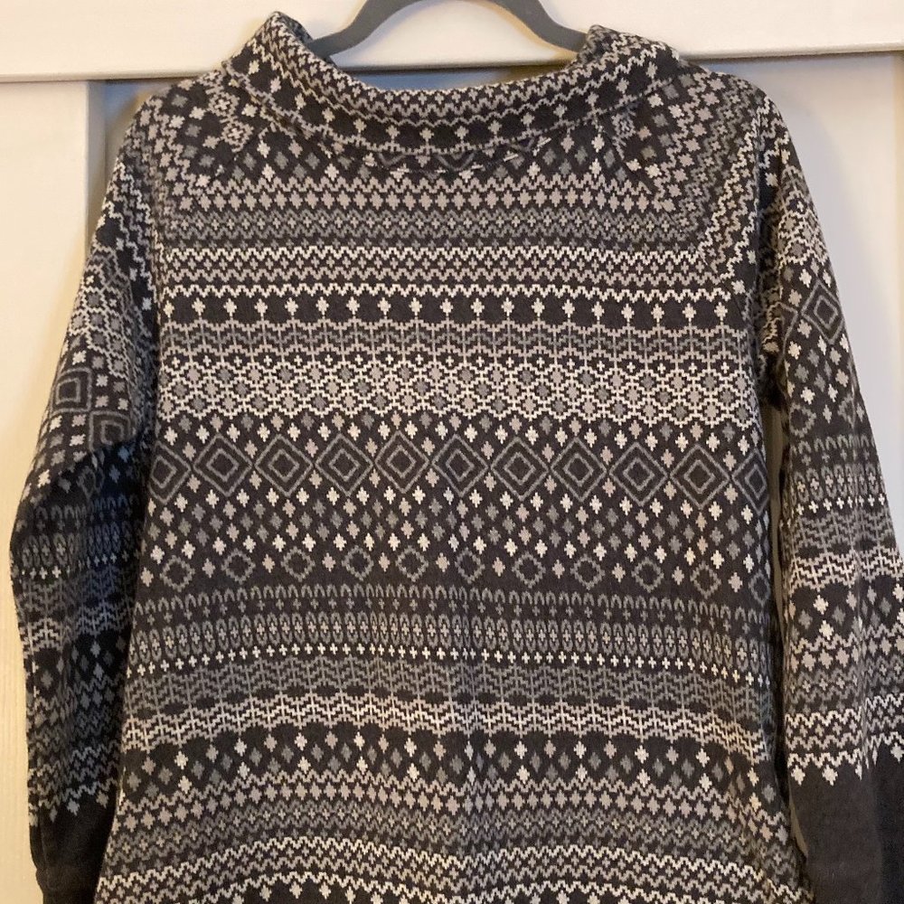 Talbots Gray and White Fair Isle Sweater